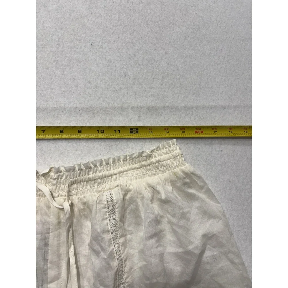 A Loves A Shorts Womens Large White Gauze Skimmer Tassel Drawstring Lace Trim